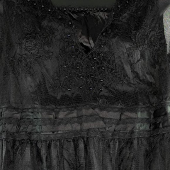 Vintage Elegant Black Beaded Lace Formal Evening Top - Picture 4 of 14